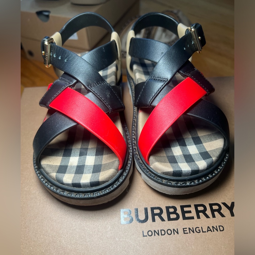 Burberry Kids Vintage Check and Leather Sandals
